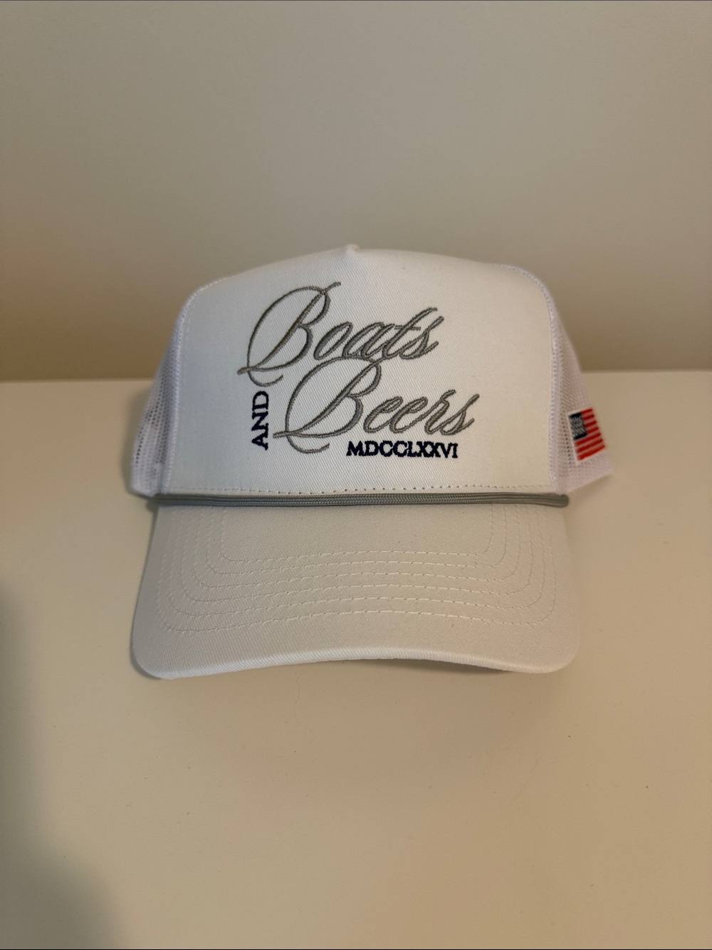 Boats and Beers White Mesh Trucker Hat
